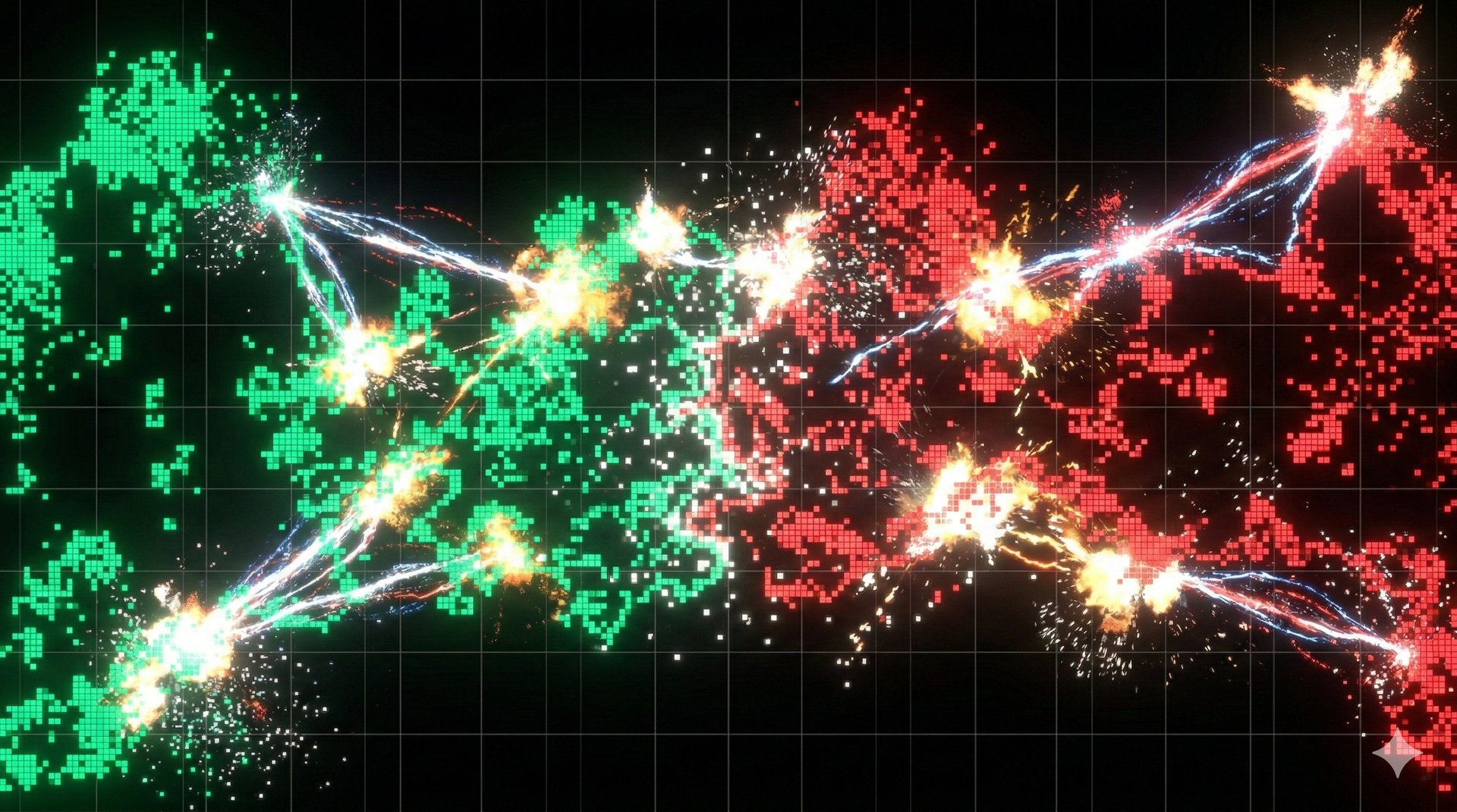 The Purge — chaotic battlefield with fragmenting green and red territories